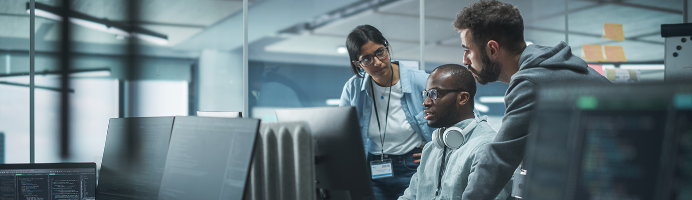 a team working out an issue together