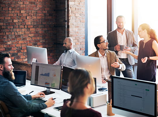 group of people chit chatting