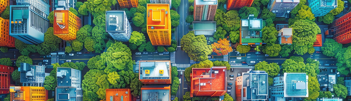 birds eye view of a residential neighborhood