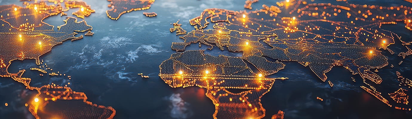 overhead view of the earth at night