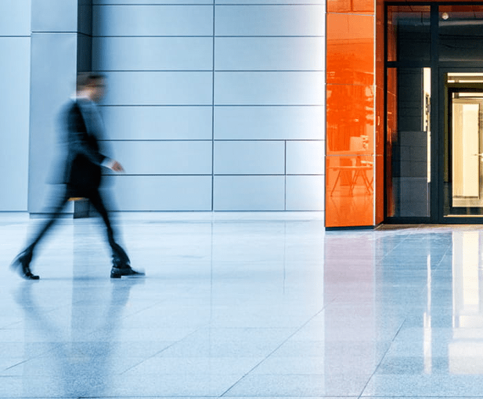 man walking in office