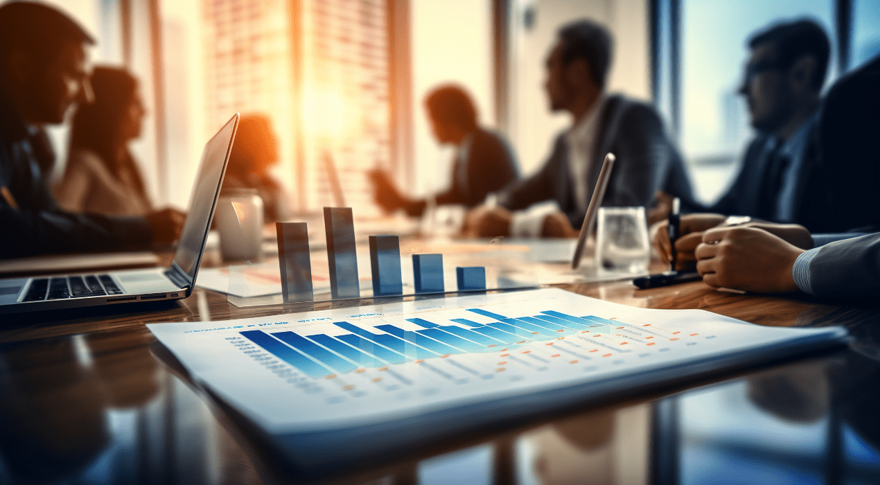 colleagues having a discussion on a conference table